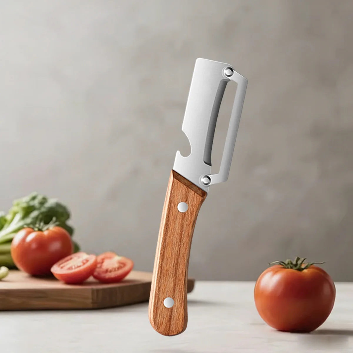 Pelador de cocina Pelador de verduras de acero inoxidable con mango de madera para pelar y cortar frutas y verduras Herramienta de cocina