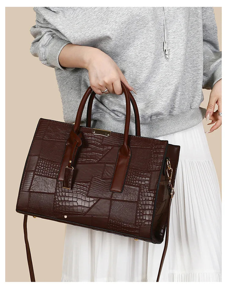 Trendy Lizard Pattern Mother-Daughter Handbag Summer 2025 Vintage Style Women's Tote Shoulder Bag Crossbody Bag Large Size