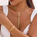 2Pcs/Set Sexy Smooth Long Snake Twisted Chain Necklace Bracelet For Women'S Vintage Goth Tassel Choker Y2K Jewelry Accessories New