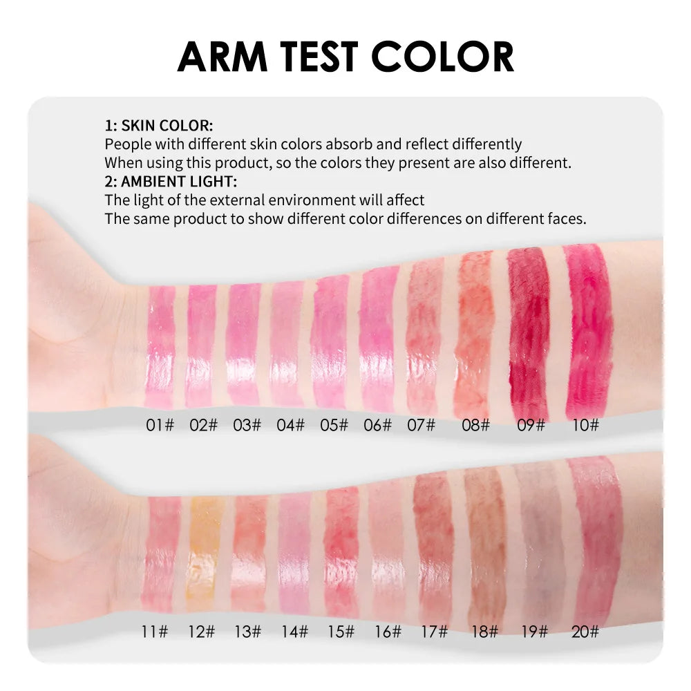 10Color Fruit Flavor Temperature Changing Lip Oil Set Hydrating Glossy Lip Gloss Brightening Water Light Lip Makeup Cosmetic Kit
