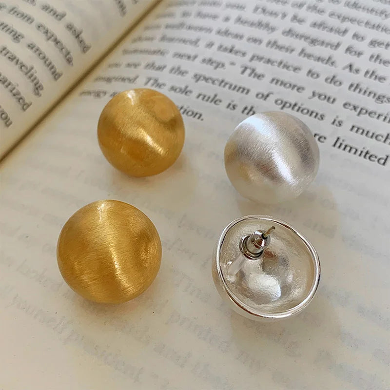 Luxurious Design Brushed Frosted Metal Semicircle Earrings 2025 New Jewelry For Women'S Christmas Fashion Accessories