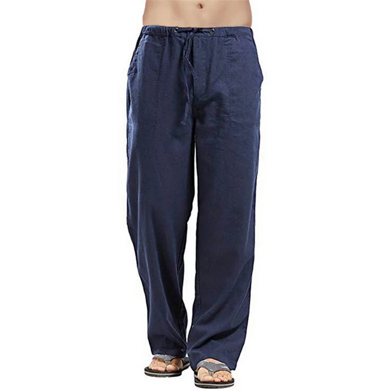 Spring Linen Wide Men Pants Korean Trousers Oversize Cotton Streetwear Male New Yoga Pants Casual Men Clothing Sweatpants