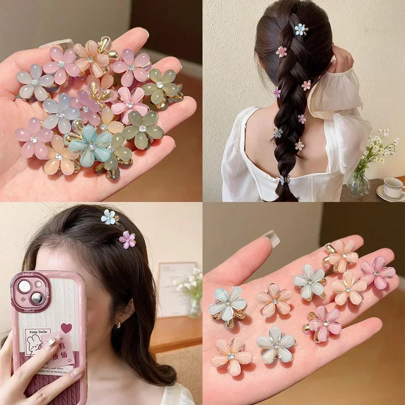 1/10pcs Cute Mini Flower Hairclip Claws Women Girls Colorful Opal Hairpins Sweet Small Headdress Barrettes Accessories