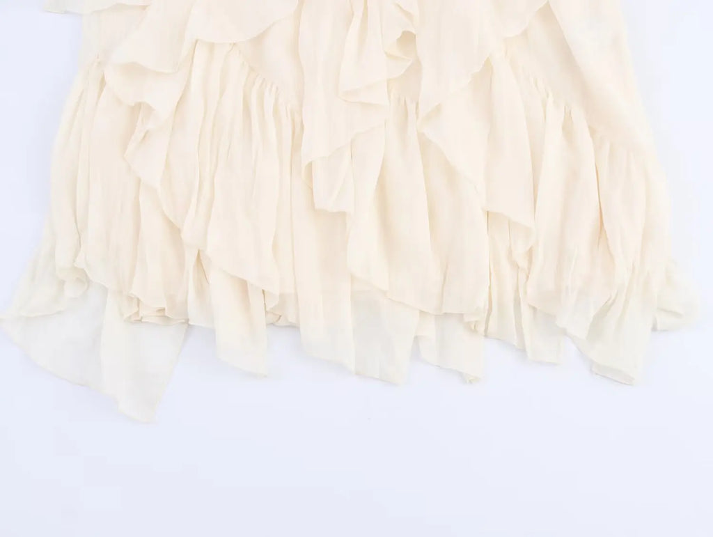 Irregular Ruffles Cake Skirt Pleated Cake Womens Skirt High Waist Faldas Mujer Japan Style Eleganr Skirts Spring Summer 2025