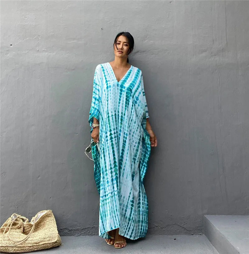 Plus Size Women Beachwear Long Beach Coverups Kaftan Casual Caftan Dress Swimwear cover ups