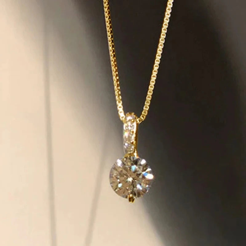 Huitan Eternity Pendant Necklace With Round Cubic Zirconia And Elegant Women'S'S Accessories For Wedding Classic Jewelry