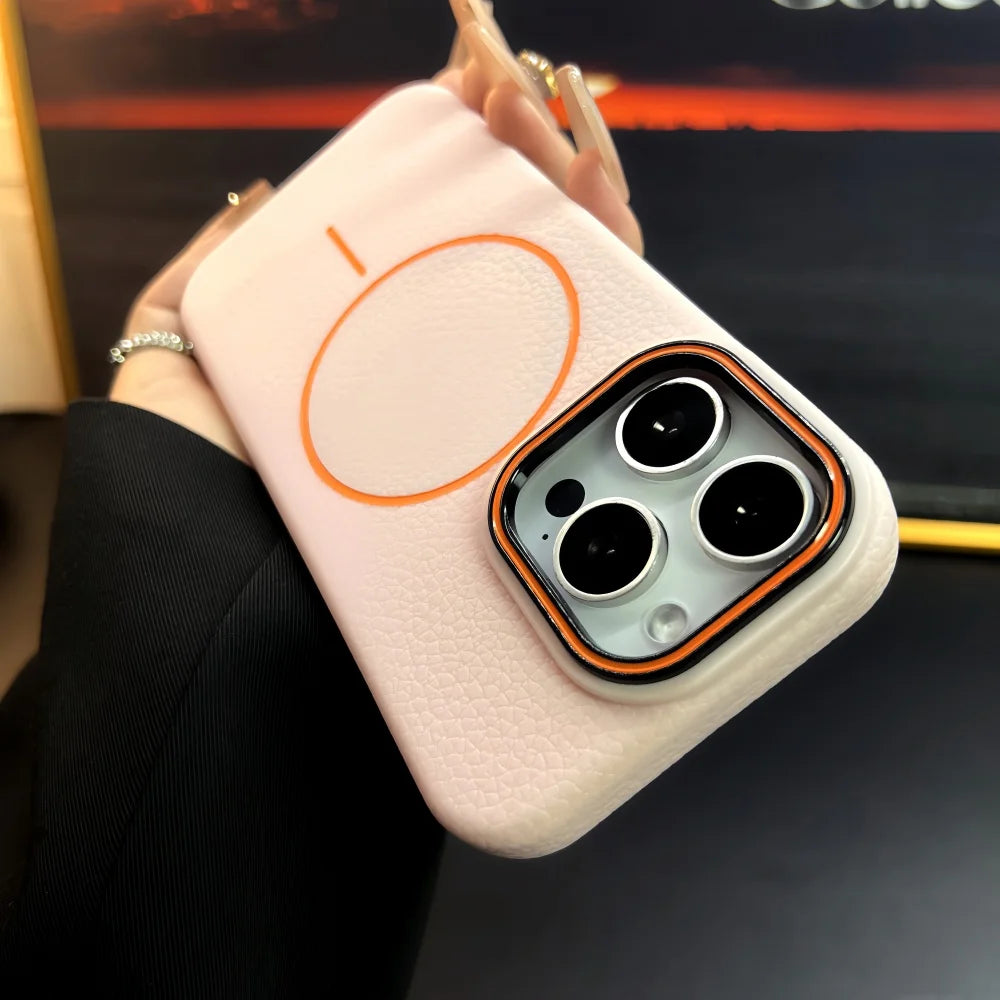 Lichee Pattern Magnetic 17promax Case for IPhone 17 Pro Max 16 14 15 Plus 13 12 17 Air Pro Max 11 for Magsafe Soft Cover