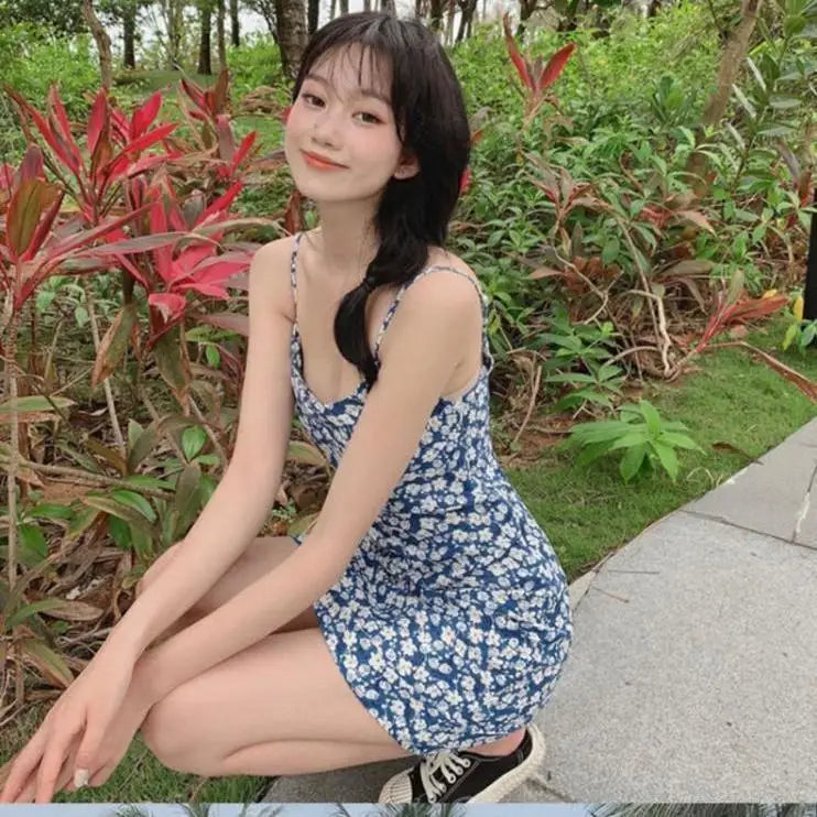 Sexy U-Neck Straps Backless Print Mini Dress Summer Sleeveless Floral Bodycon Dresses Beach Causal Evening Party Club Vestidos