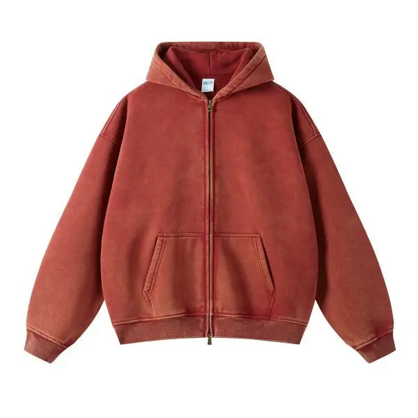 Maqvob High Quality Luxury Apparel Street Wear Euro Us Size Spring Autum Full Up Zipper Washed Batik Dye Hoodie