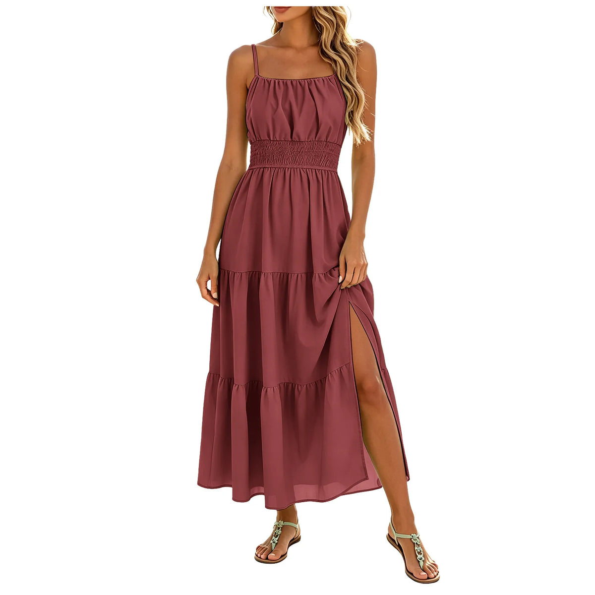 Casual Ruffle Dresses For Women Womens Solid Round Neck Short Sleeved Patchwork Long Skirt Is Fashionable And Vestidos Elegantes