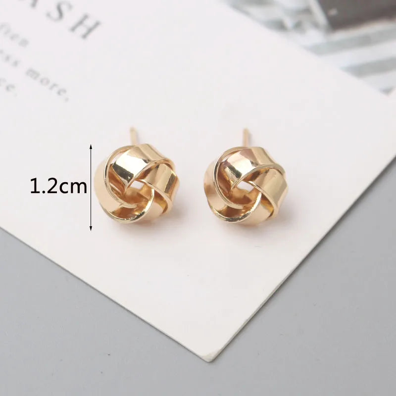 Tiny Metal Stud Earrings For Women'S Gold Color Twist Round Earrings Small Unusual Earrings Boucles D'Oreilles Fashion Jewelry