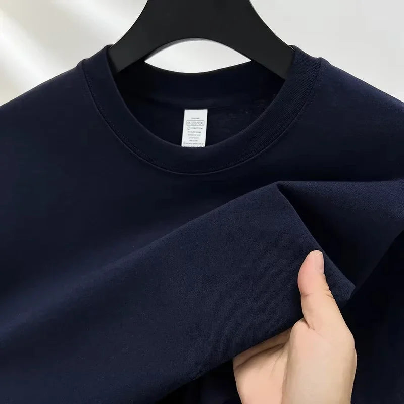 2026 Summer High-End Brand Men Round Neck Short Sleeve T-Shirt, 100% Pure Cotton Fashion Breathable Casual Tops