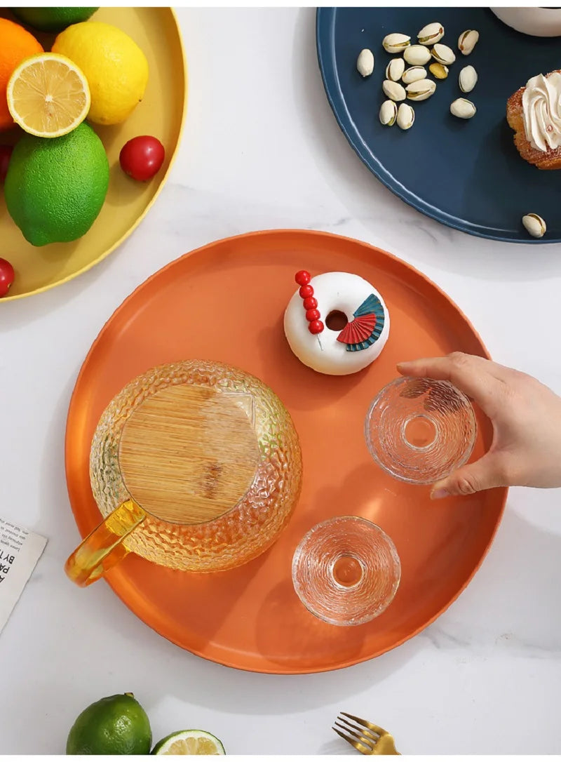1/4/6PCS Nordic Wheat Straw Plate Fruit Plate Vegetable Plate Plastic Bone Spitting Plate Dry Fruit Plate Tableware Large Plate