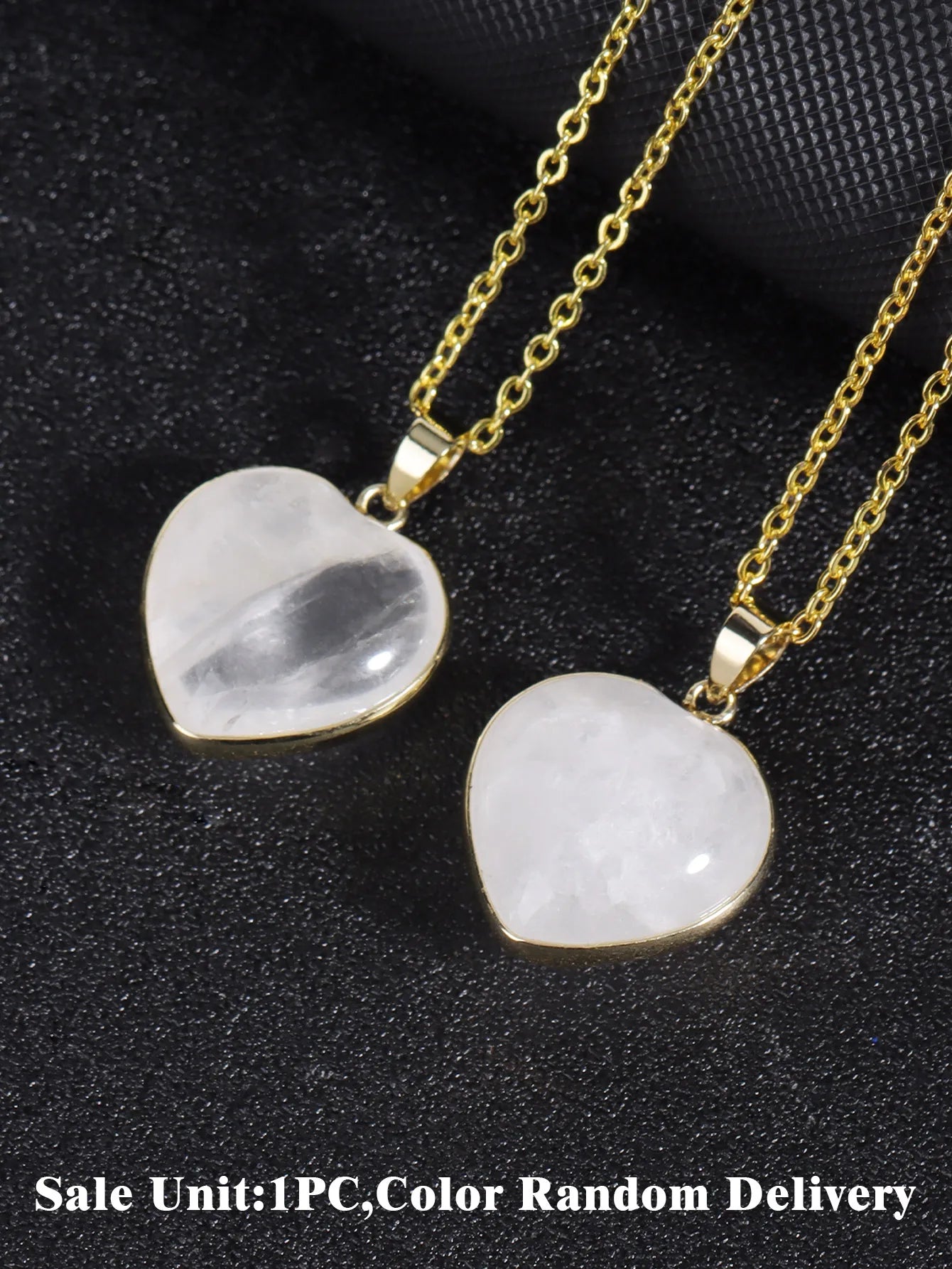 Csja Collar Corazón de Cristal para Mujer, Curativo, Cuarzo Rosa, Amatista, Colgante de Piedra Natural