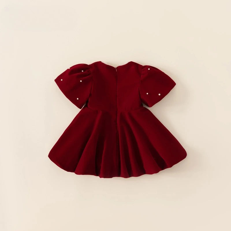 Girls Pearl Red Princess Dress