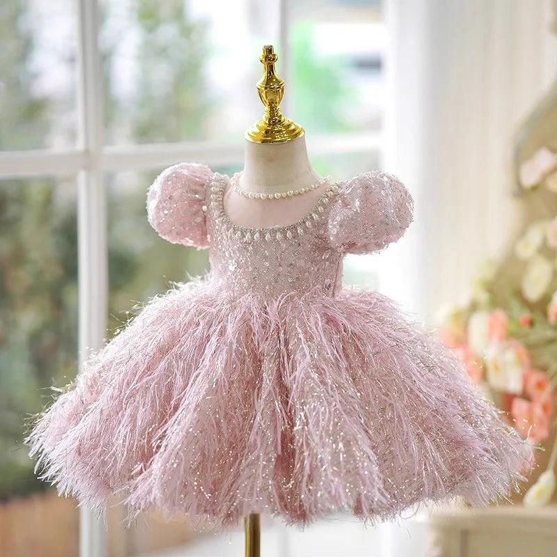 Baby Girl's Dress Light Luxury High End Children's Princess Dress Little Girl Birthday Host Piano Performance Dress