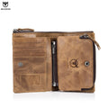 BULLCAPTAIN Authentic Leather Men's Wallet Short Purse Small Retro Wallet Brand High RFID New Short Wallet