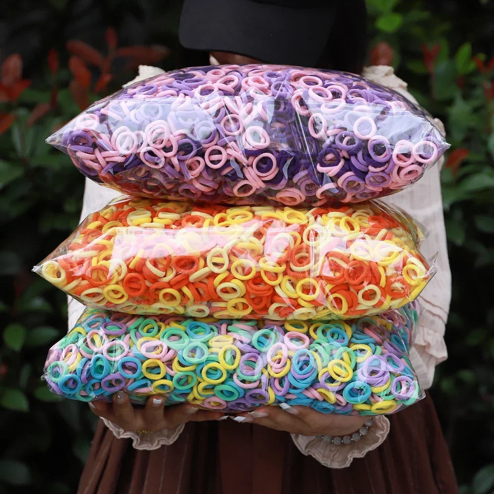 20/50/100Pcs Colorful Basic Nylon Ealstic Hair Ties For Girls Ponytail Hold Scrunchie Rubber Band Kids Basic Hair Accessories