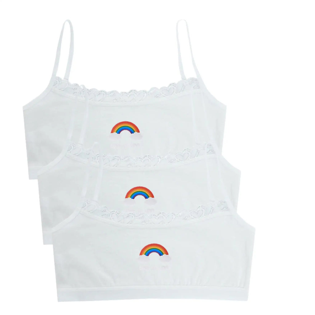 1/3PCS Teenage Girls Rainbow Printed Small Training Bras Cute Kids Sport Vest Tube Tops Student Children Brassiere Underwear