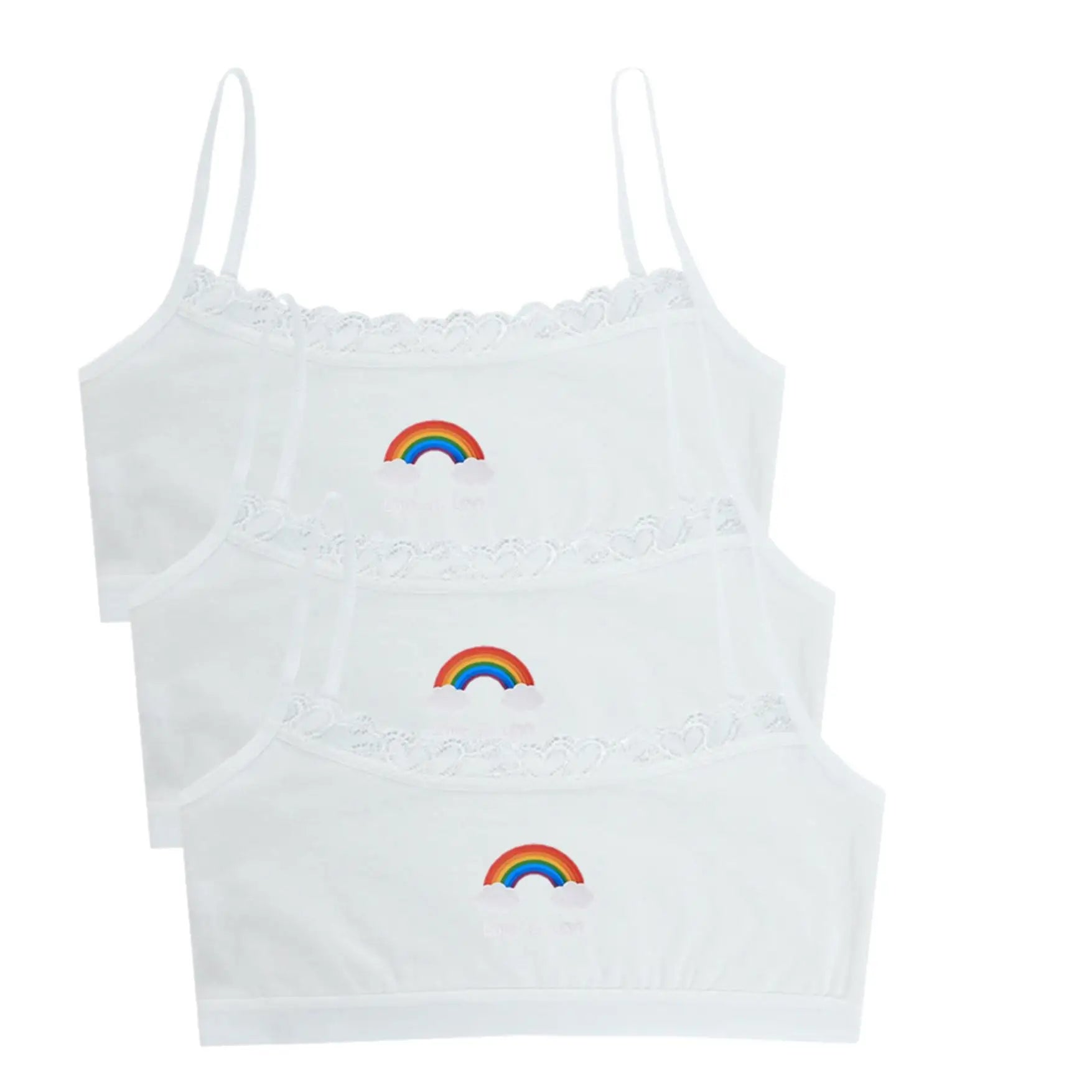 1/3PCS Teenage Girls Rainbow Printed Small Training Bras Cute Kids Sport Vest Tube Tops Student Children Brassiere Underwear