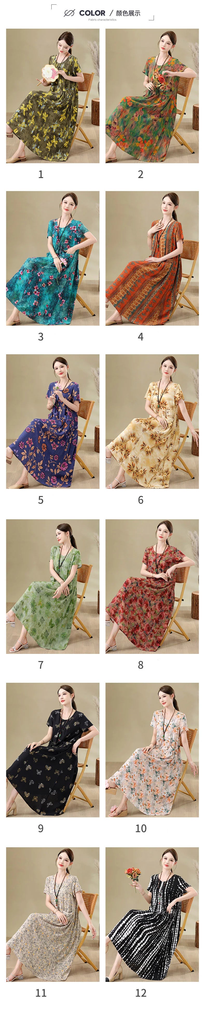 New Fashion Casual Summer Dresses For Women 2026 Loose Plus Size Clothes Elegant printting O-neck Short Sleeve Woman Clothing