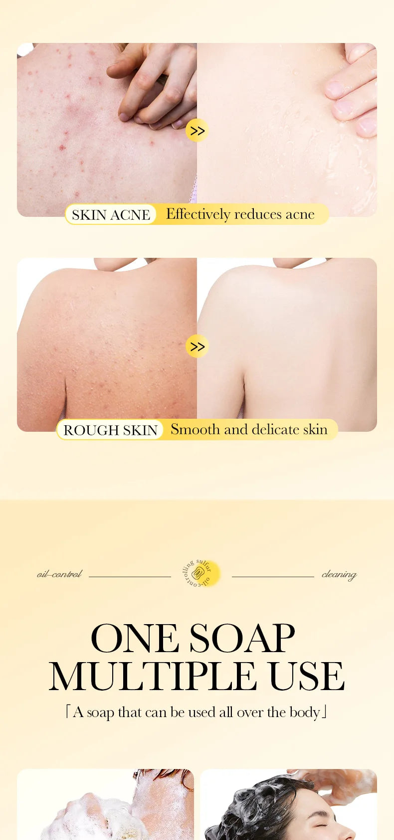 1/2pcs SADOER Sulfur Mite Removing Facial Soap Universal Handmade Soap for Body Face Wash Foam Moisturizing Facial Cleanser