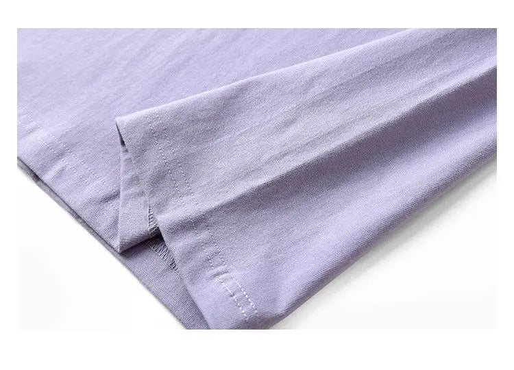 Men's and Women's T-shirts 300G Heavy Gray-purple Round Neck Short-sleeved T-shirts Women's Basic Pure Cotton Simple