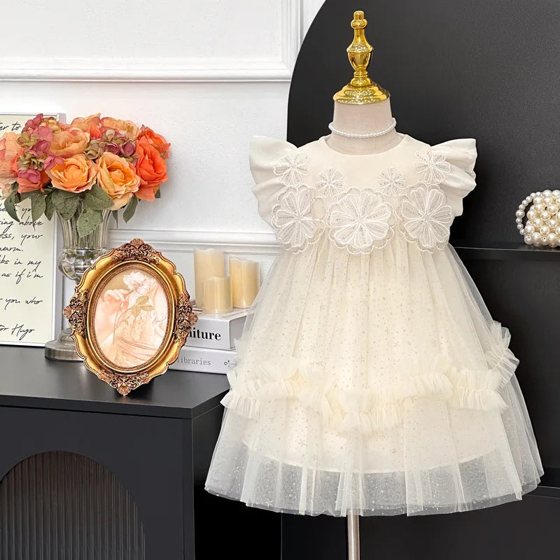 Girls' Summer Dress 2025 New Children's Internet Famous Princess Dress, Girls' Summer Super Fairy Mesh Dress