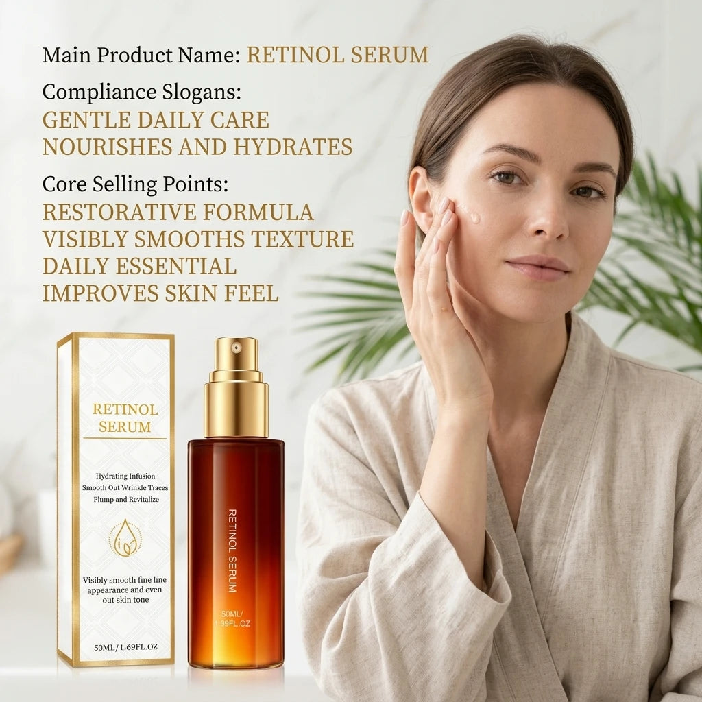 Retinol Facial Serum Moisturizing Soothing Skin Shrink Pore Reduce Fine Line Fade Dark Spot Brightening Lightweight Face Essence
