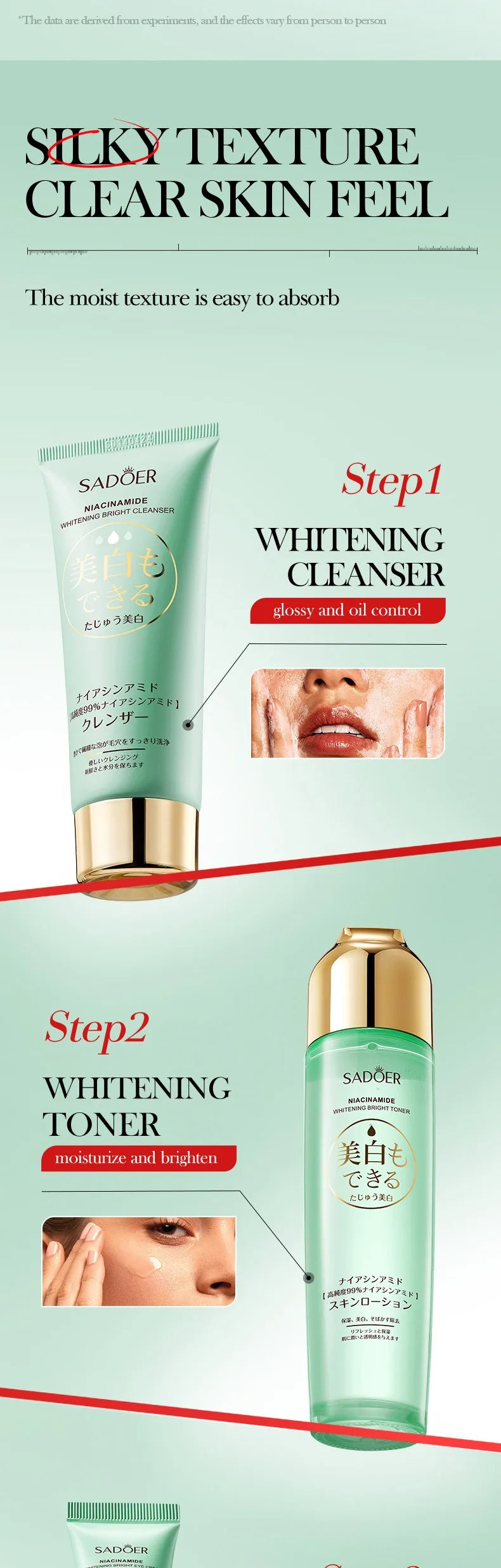 Niacinamide Whitening Skin Care Set Cleanser Toner Serum Eye Cream Face Cream Face Whitening Anti-Aging Wrinkle Skin Care