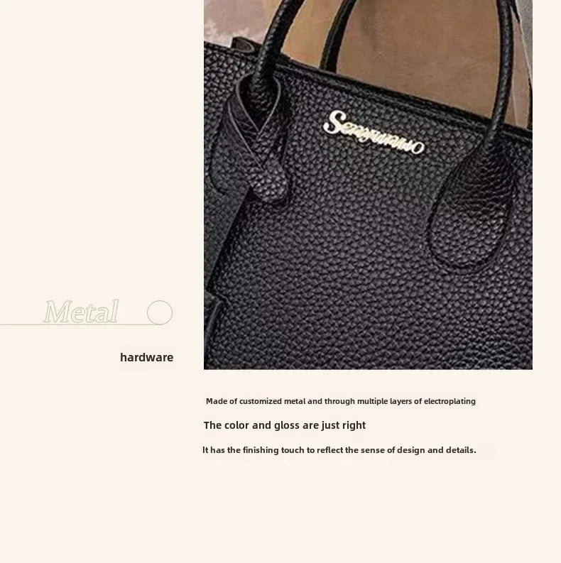 Single-shoulder Crossbody Handheld Triple-use Satchel Portable Leisure Bag Solid Color Lychee Grain Ladies Handbags ﻿