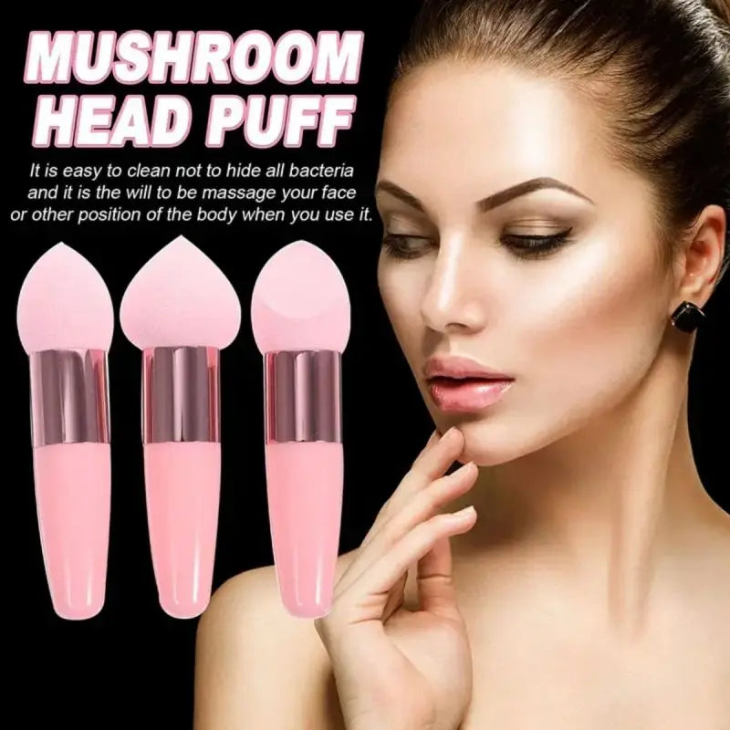 3Pcs Makeup Sponge Beauty Foundation Blending Sponge Makeup Sponge Wedge Foundation Sponges With Handle Cosmetic Blender Profess