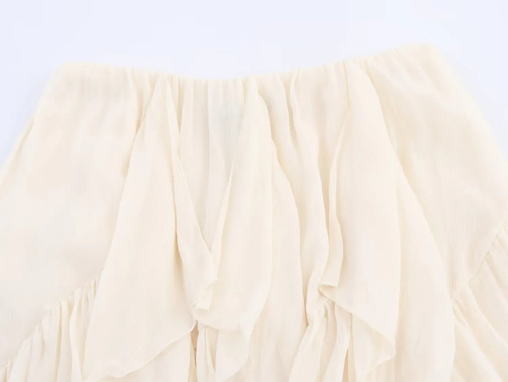 Irregular Ruffles Cake Skirt Pleated Cake Womens Skirt High Waist Faldas Mujer Japan Style Eleganr Skirts Spring Summer 2025
