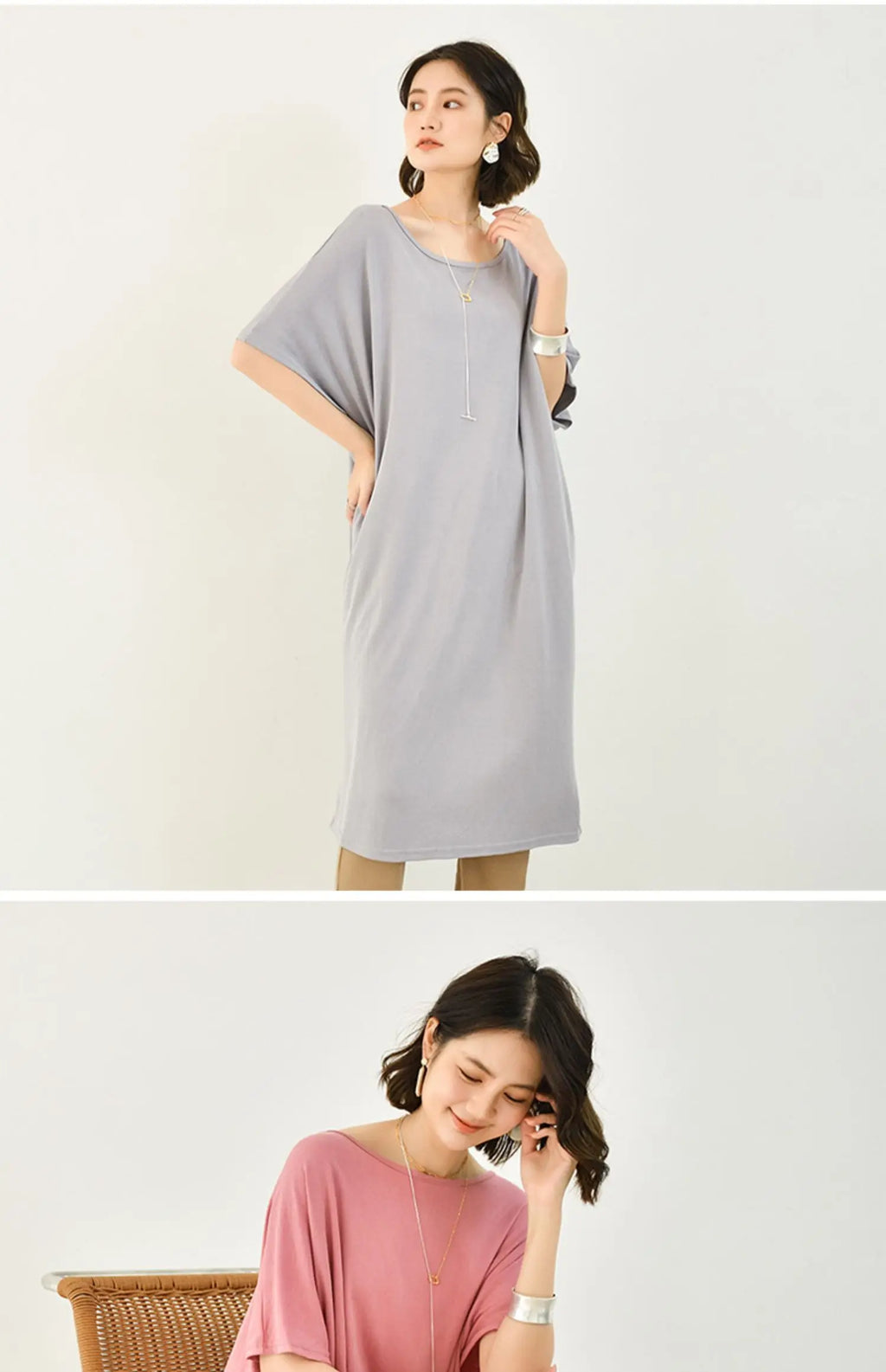 Modal plus Size Loose Short Sleeve Dress Women Summer Thin Casual Home Dress Sleep Dress round Neck A-Line Skirt H-Shape