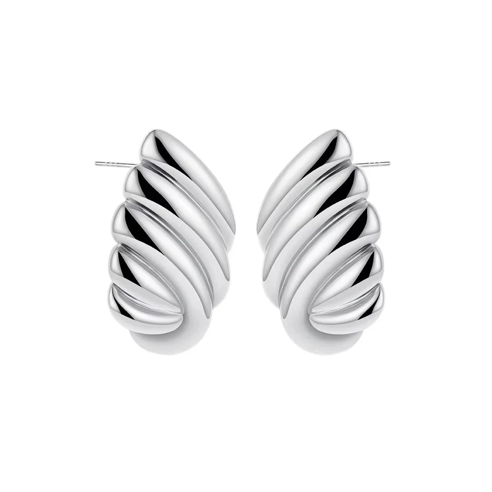 Trendy Stainless Steel Multilayer Circle Twist Knot Earrings For Women'S Texture Mixed Color Gold Plated Statement Earring Bijoux