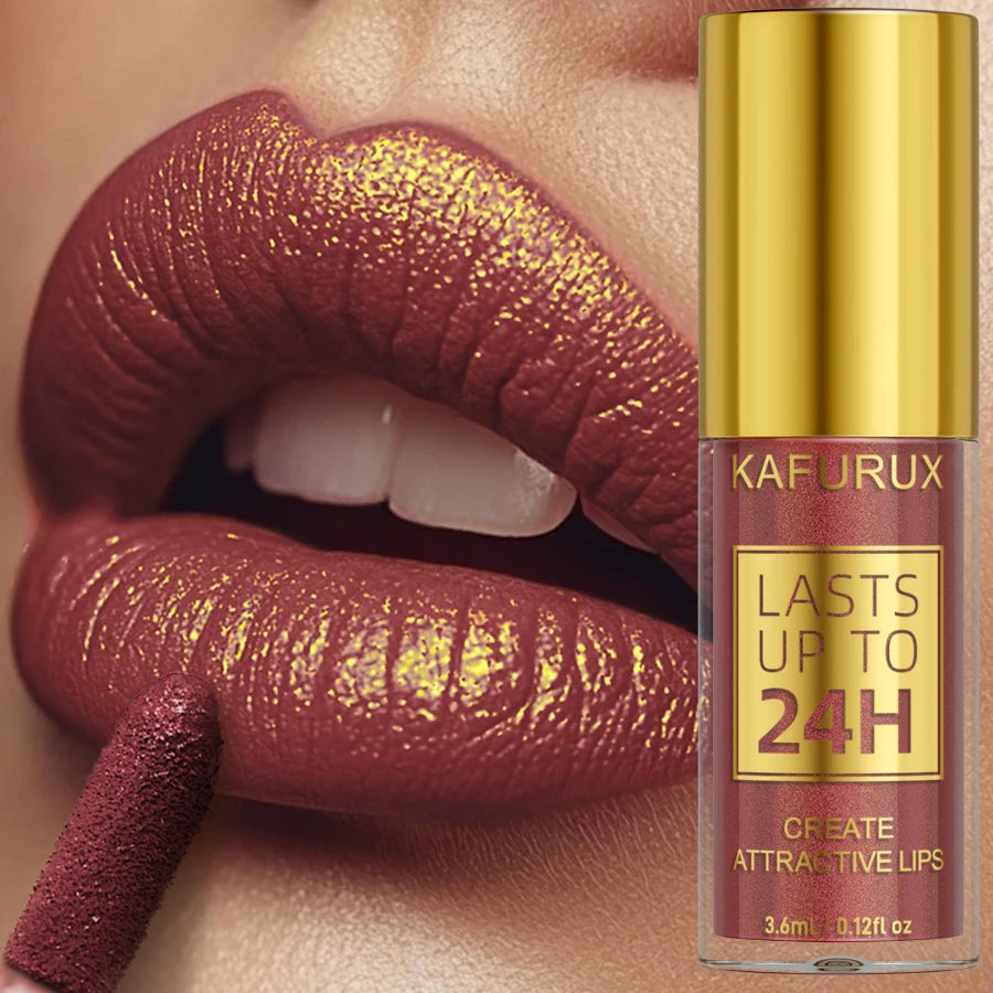Kafurux Glitter Metallic Lip Gloss - Waterproof Long-Lasting Lip Tint