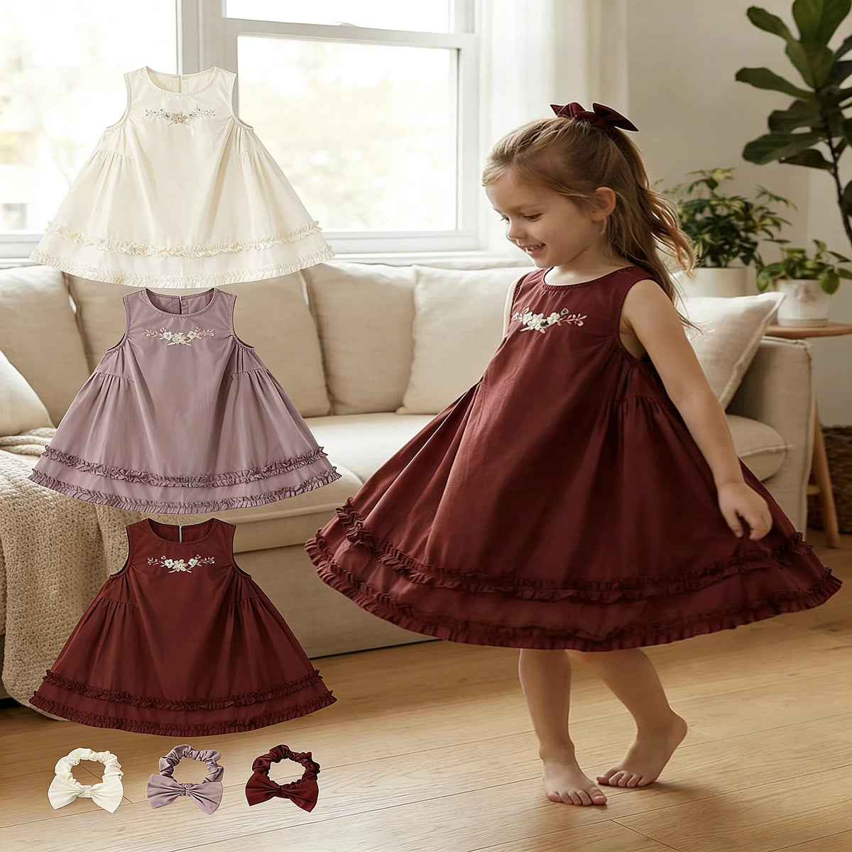 Embroidery Little Flower dresses for Girls clothes Summer Cotton Vest Dress Children's 2026 New