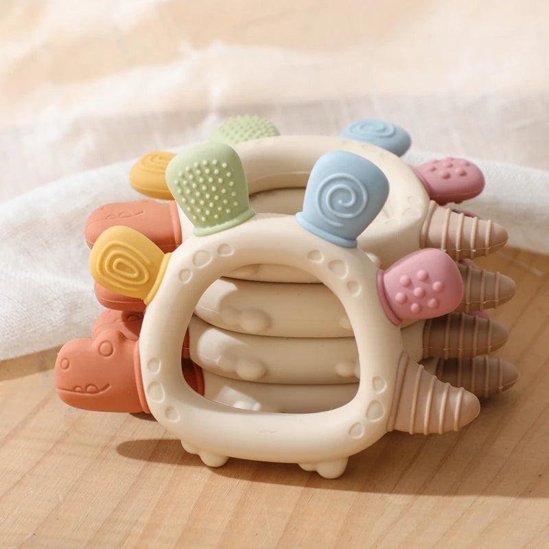 BPA-Free Baby Dinosaur Silicone Teether Sensory Toy Easy to Grip Infant Care Food Grade Baby Toy Newborn Gift Babies Accessory