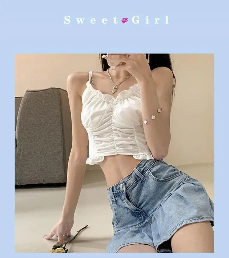 Y2K Vintage Denim Skirt Women Summer Fashion High Waist A-Line Wash Blue Slim Sexy Hot Girl Mini Jeans Ruffle Short Skirt Female