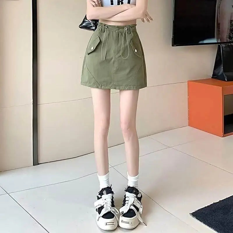 ay Denim  Skirt Women's Summer New High Waist Slimming Hot Girl A-Line Bodycon ort Skirt Trendy Workwear Skirt