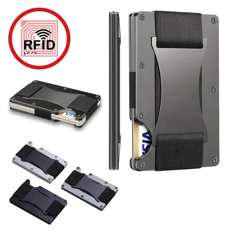 Slim RFID Protection High Quality Card Holder Men Women Aluminum Wallet Elasticity Back Pouch ID Credit Case Unisex Travel Purse