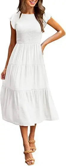 Summer New Spot Dress Women's Flying Sleeves Large Swing Skirt 2023 Quick Sale European and American Women's Cross border Mid le