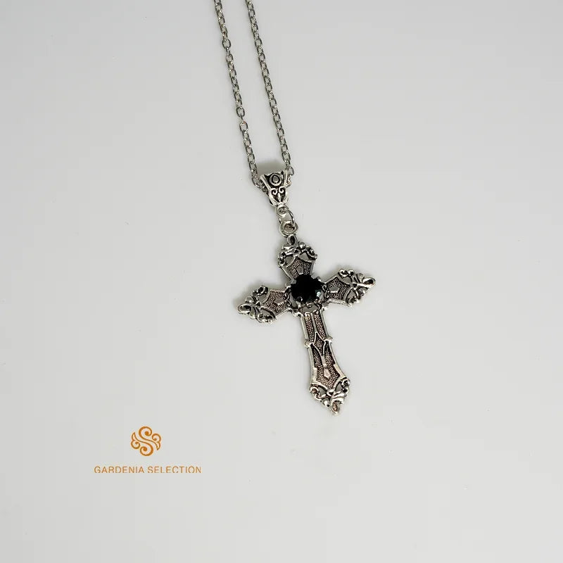 Punk Crystal Cross Pendant Necklace Women'S'S Gothic Clavicle Necklace Necklace Aesthetic Jewelry Bijoux Gifts