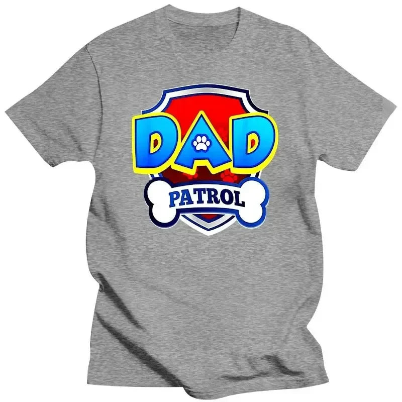 Large Size Mens Clothing Dad Patrol Shirt Dog Funny Birthday Black T-Shirt Size Birthday Tee Shirt