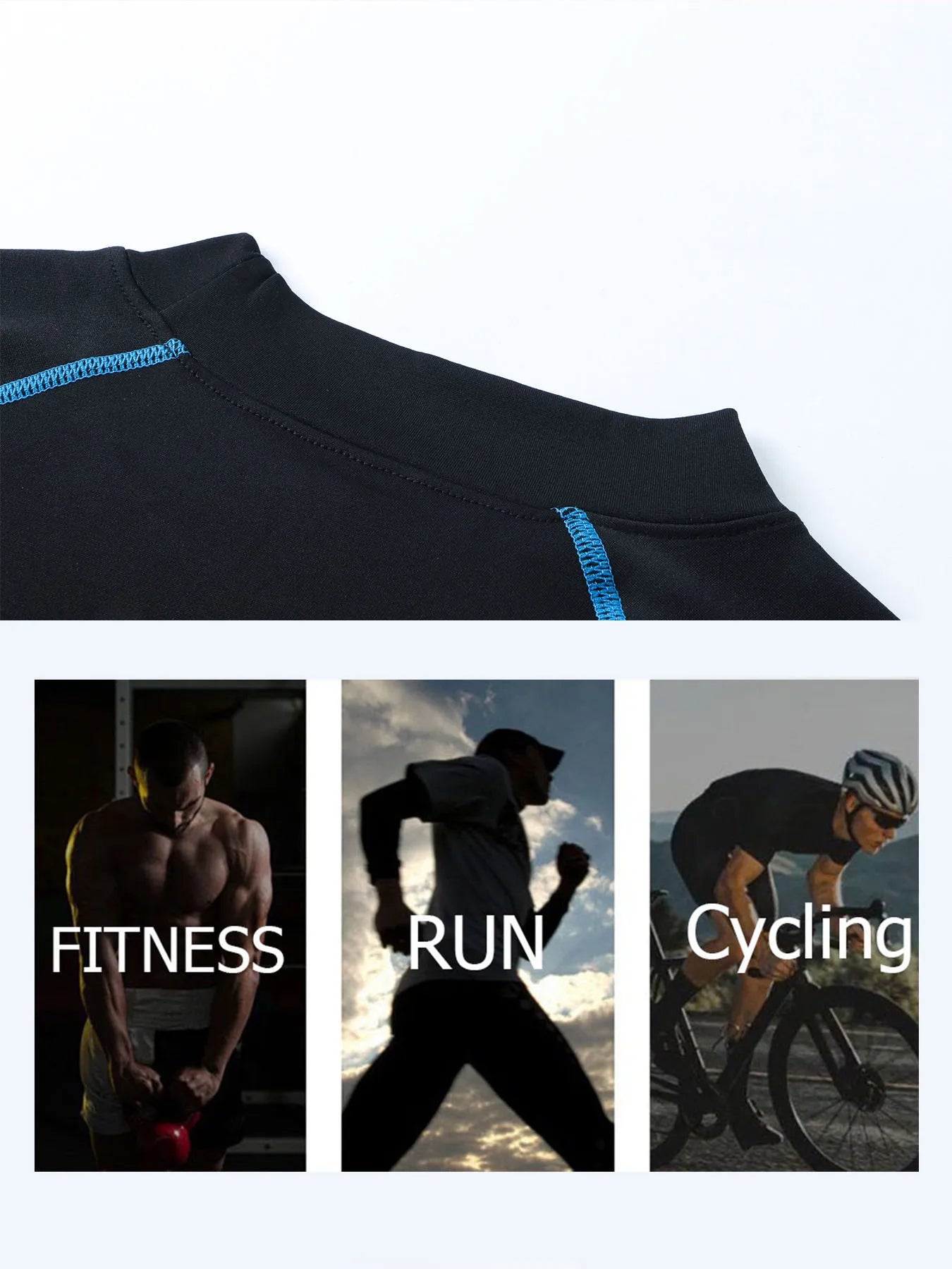 Men's Long Sleeve Compression Shirt Gym Fitness Athletic Undershirt Elastic Sport Running Tops