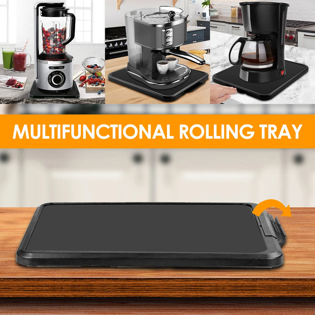 Bandeja deslizante para electrodomésticos de cocina con ruedas lisas de 16.14×11.81×0.8 pulgadas, bandeja rodante resistente antideslizante para electrodomésticos debajo del gabinete