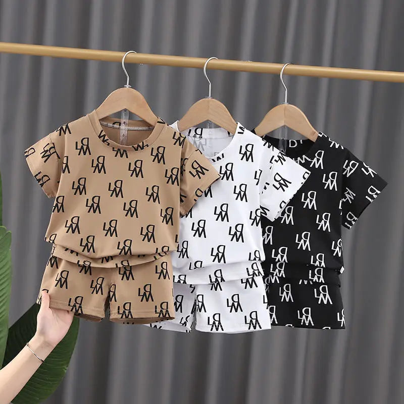 Fashion Children Short Sleeve Tops+Shorts Clothing Set Boy Summer Kids Clothes Sets T-Shirt Shorts 2Pcs Outfits Tracksuits