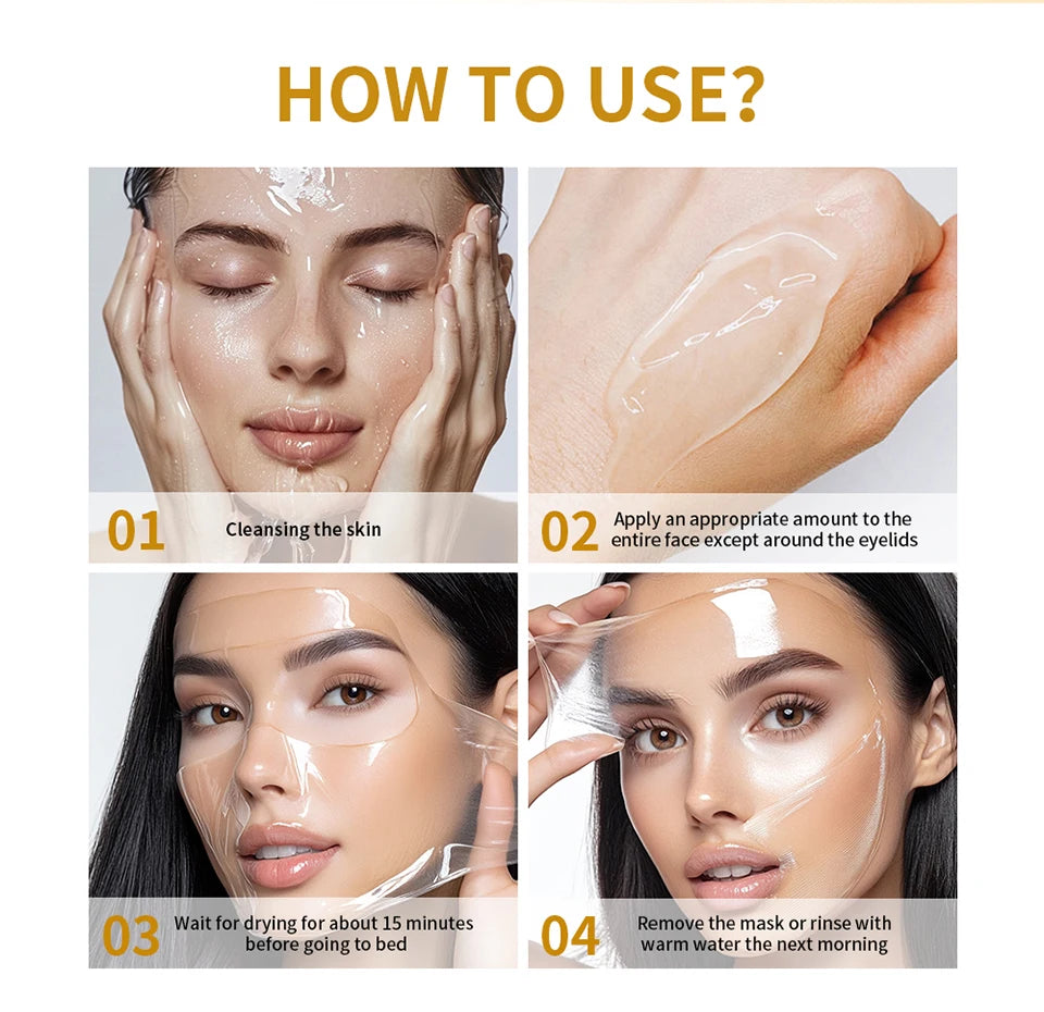 Collagen Overnight Wrapping Peel Off Facial Mask, Korean Collagen Night Wrapping Mask Deeply Hydrates Night Care Mask Cream 75ml