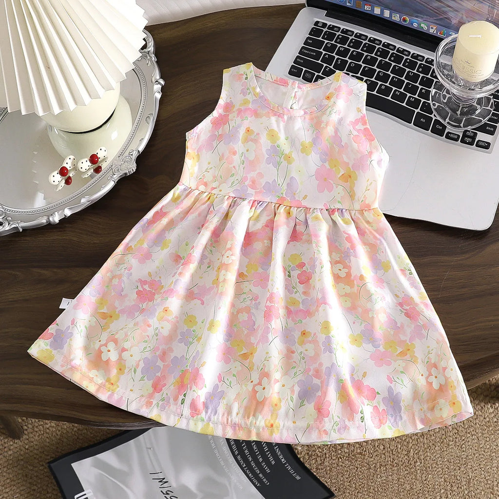 Girls Dress Summer Floral Pattern Children's Sundress Cute Thin Baby Casual Clothes