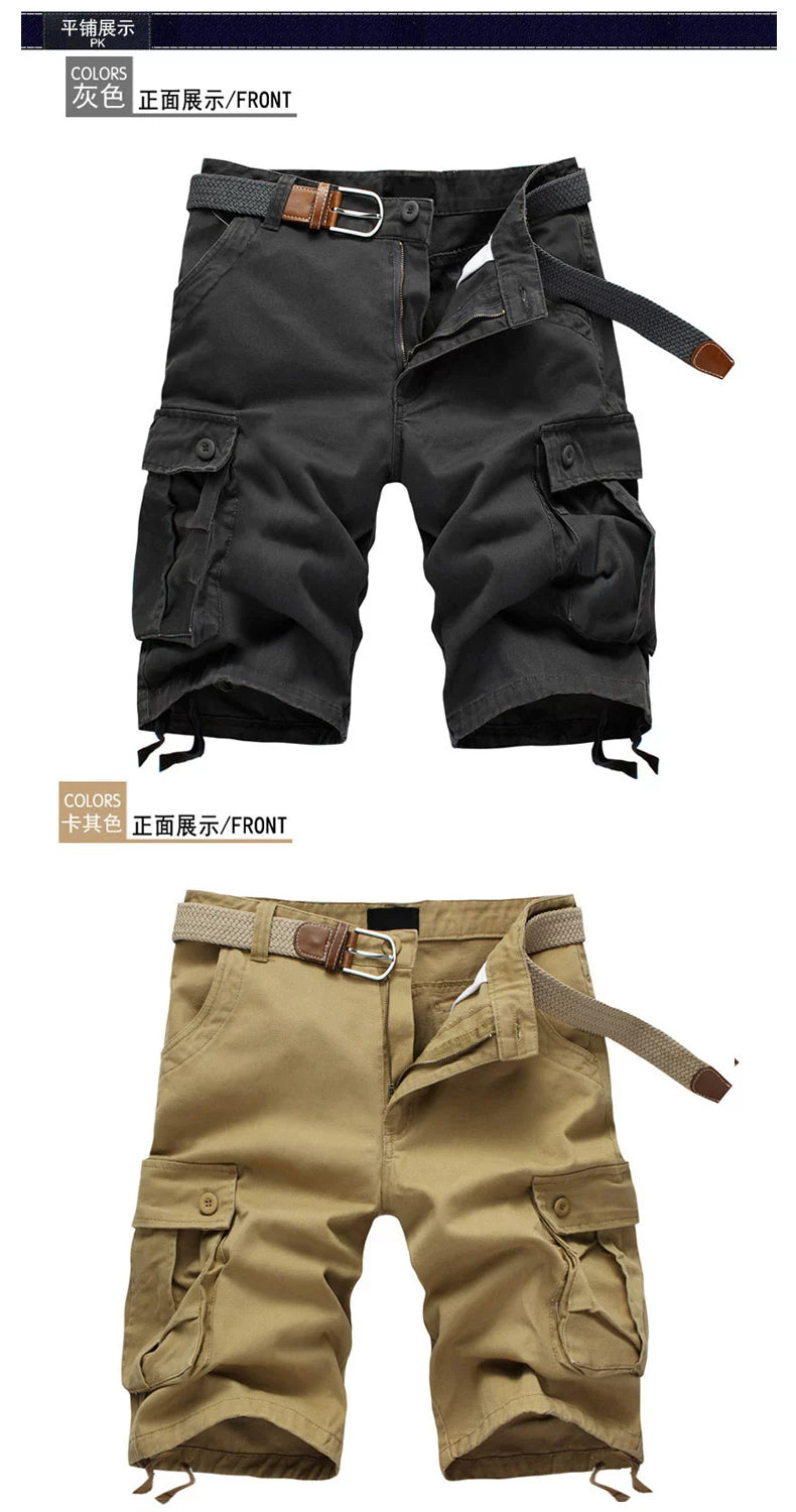 Summer Trendy Brand Cargo Shorts Men's Pants Multi-Pocket Large Size Pure Cotton Casual Mid-Pants Men's Loose Pants